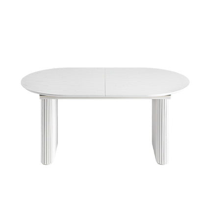 Maru Oval 6-8 Seater Extending Oak Pedestal Dining Table, Washed White