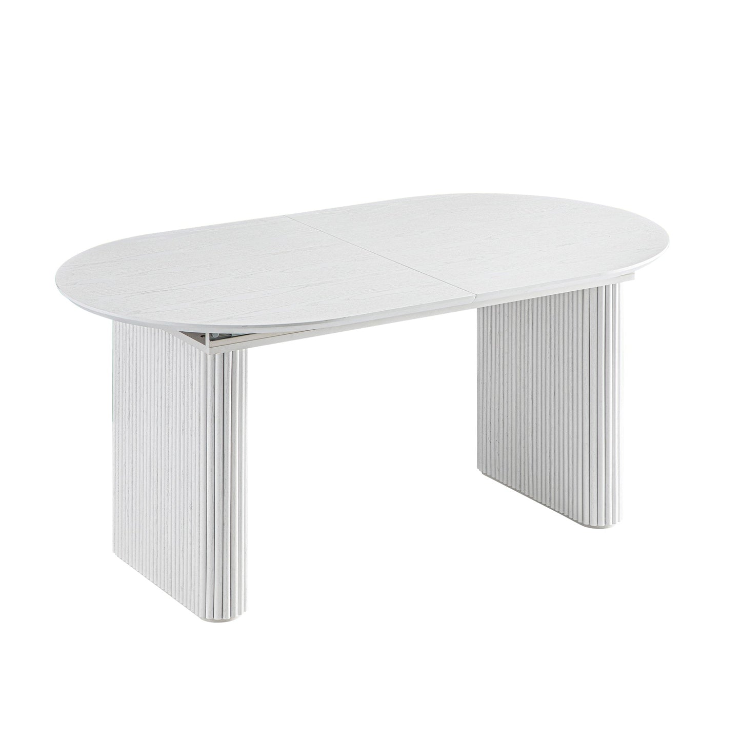 Maru Oval 6-8 Seater Extending Oak Pedestal Dining Table, Washed White