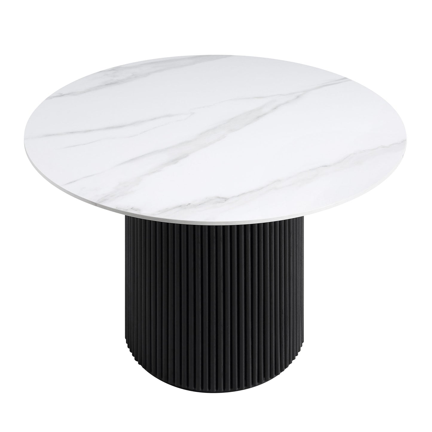 Maru Ceramic Top Black Pedestal Round Dining Table