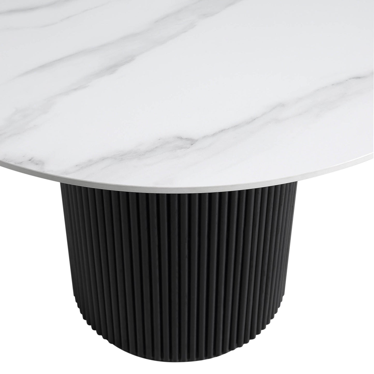 Maru Ceramic Top Black Pedestal Round Dining Table