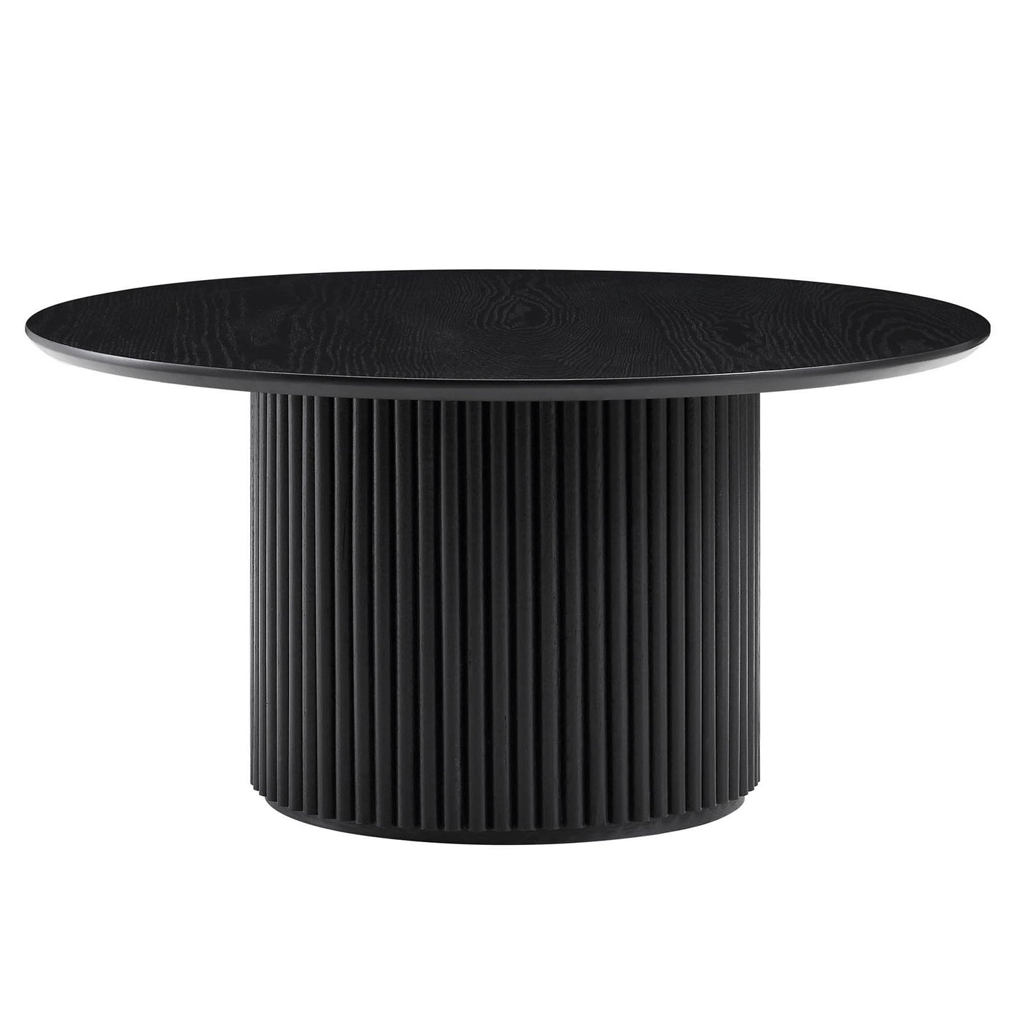 Maru Round Oak Pedestal Coffee Table, Black