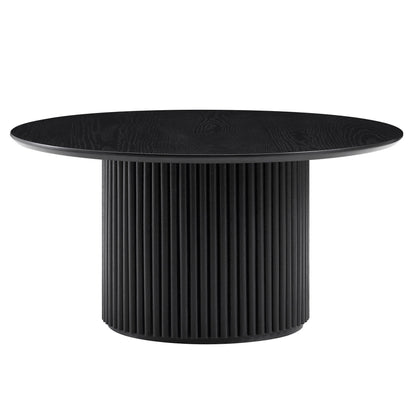 Maru Round Oak Pedestal Coffee Table, Black
