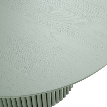Maru Round Oak Pedestal Coffee Table, Sage Green