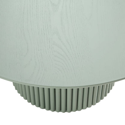 Maru Round Oak Pedestal Coffee Table, Sage Green