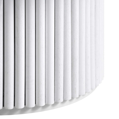 Maru Round Oak Pedestal Coffee Table, Washed White