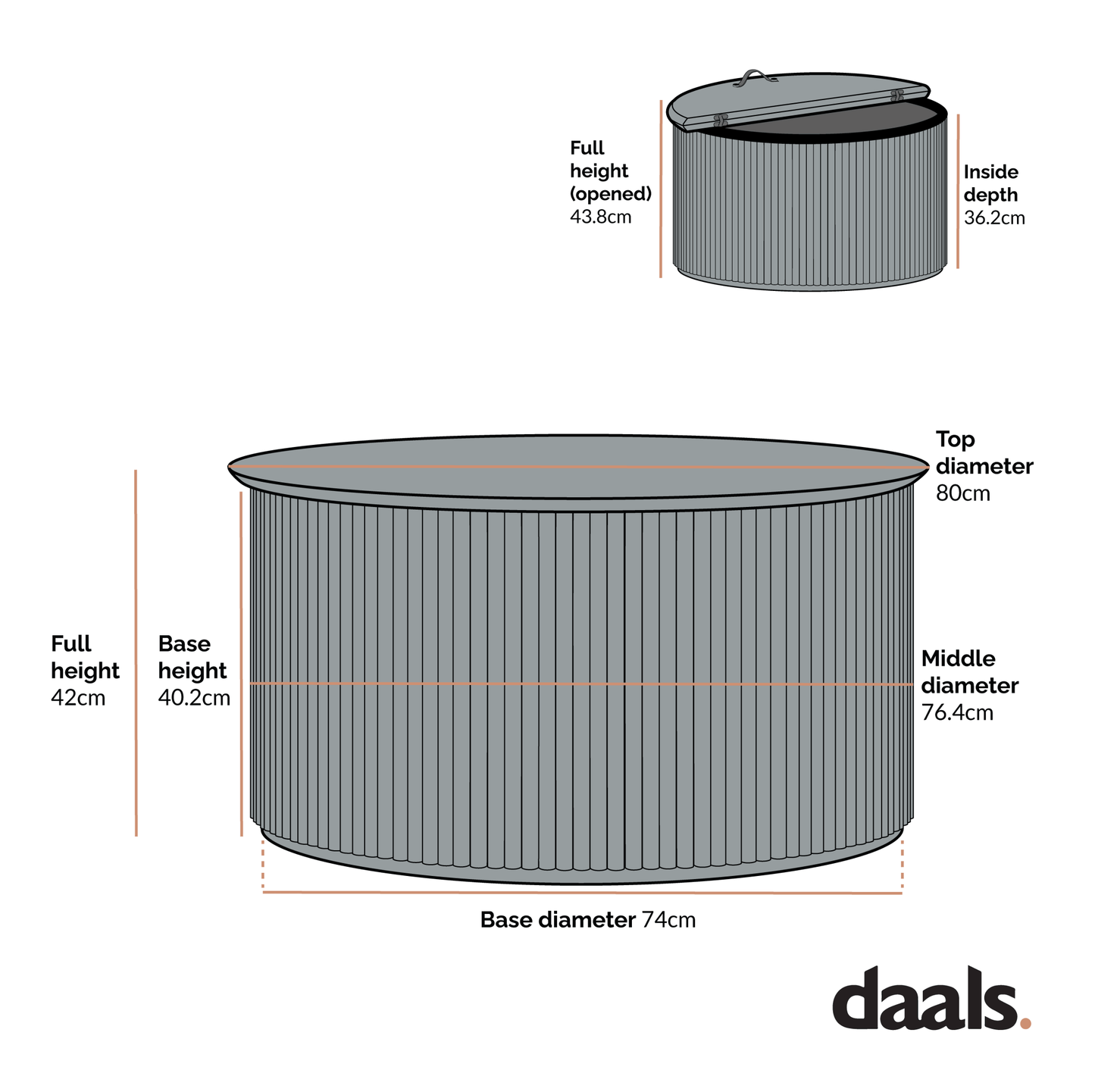 Maru Oak Round Coffee Table with Storage, Black