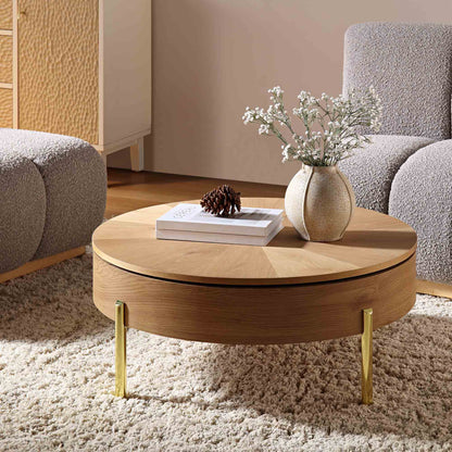 Bohdi Oak Round Rotating Coffee Table