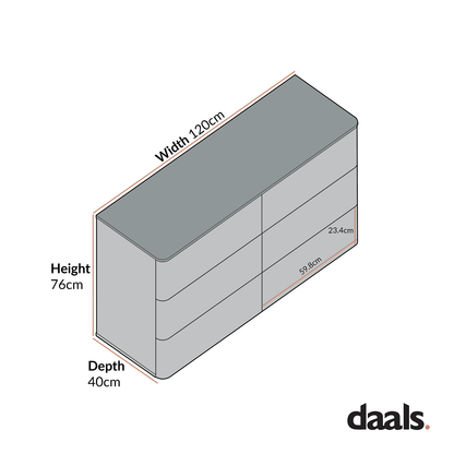 Agnes Curved Edge Chest of 6 Drawers, Natural