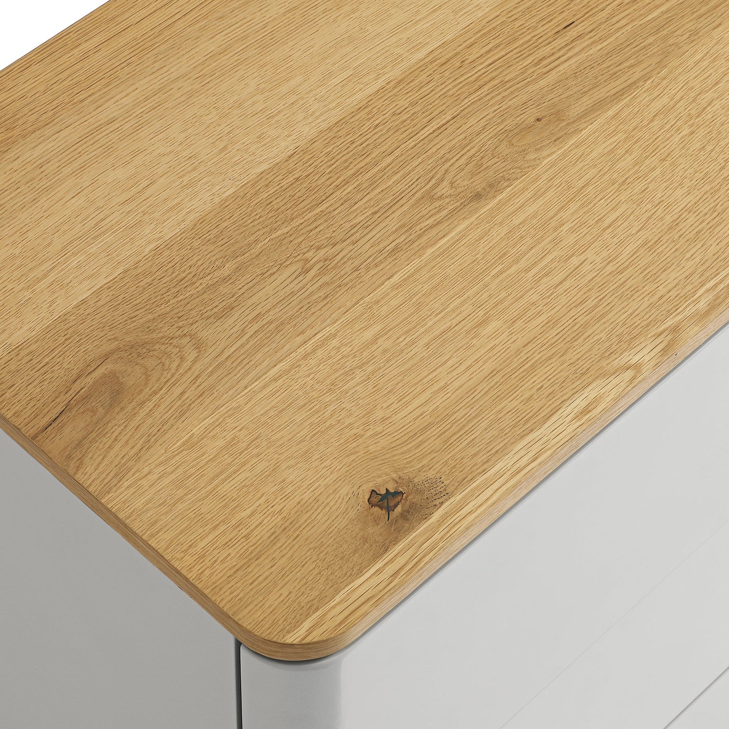 Agnes Curved Edge Chest of 6 Drawers, Dove Grey with Oak Top