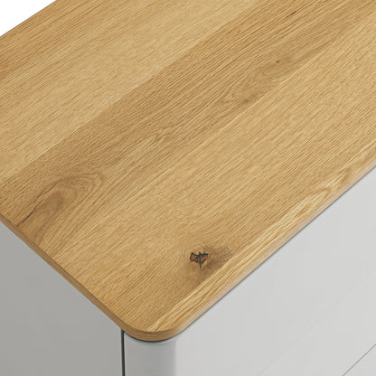 Agnes Curved Edge Chest of 6 Drawers, Dove Grey with Oak Top