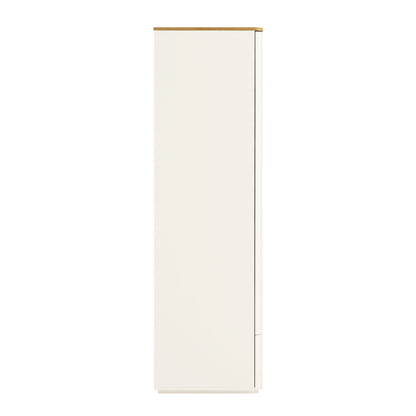 Agnes Curved Edge Double Wardrobe, Off White with Oak Top