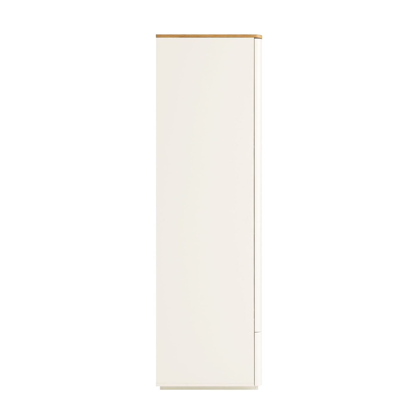 Agnes Curved Edge 4-Door Wardrobe, Off White with Oak Top