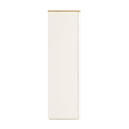 Agnes Curved Edge 4-Door Wardrobe, Off White with Oak Top