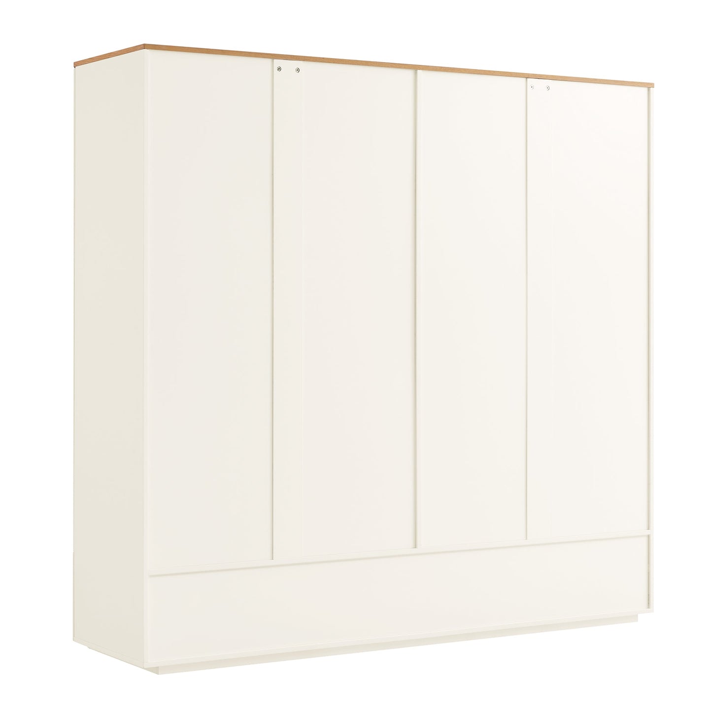 Agnes Curved Edge 4-Door Wardrobe, Off White with Oak Top