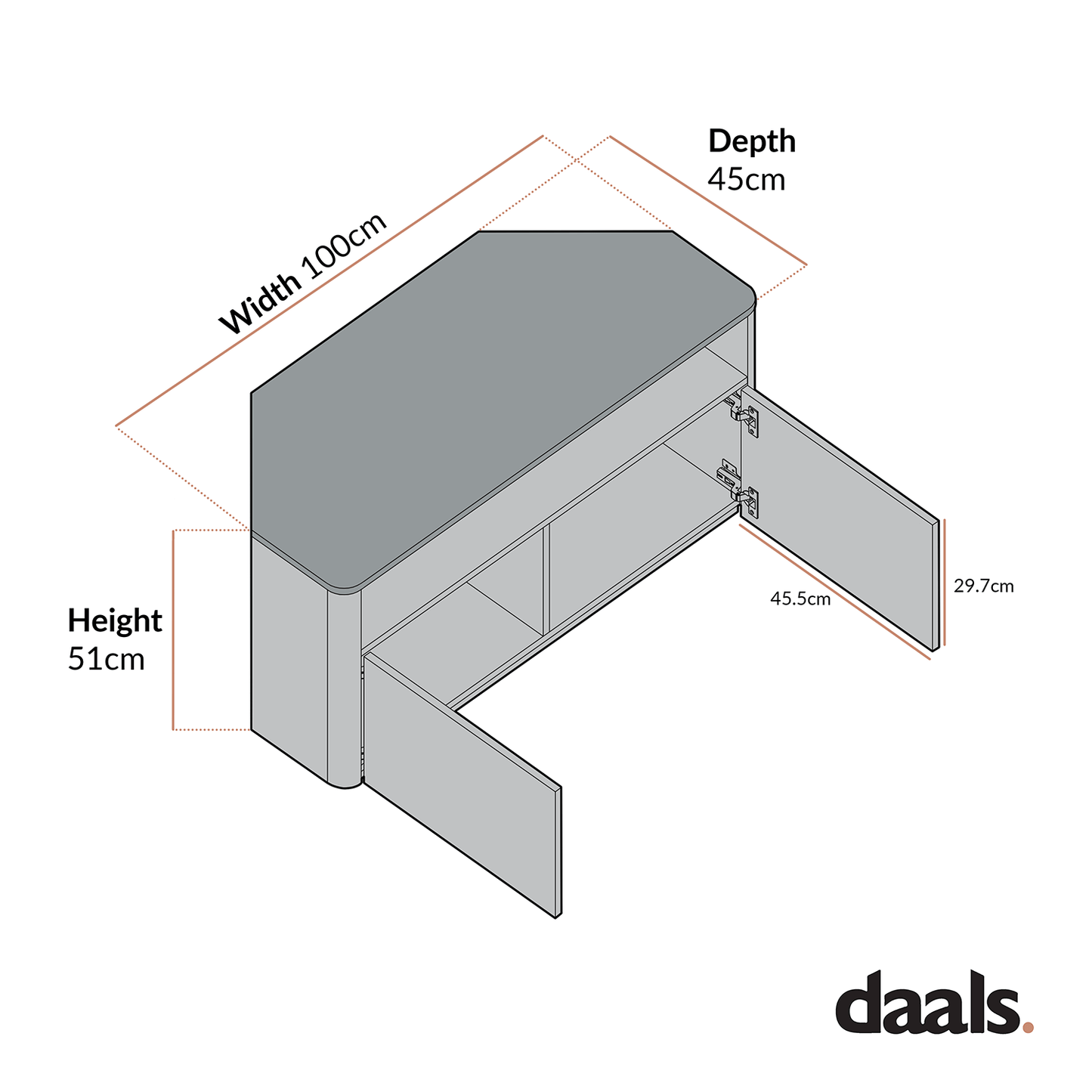 Agnes Curved Edge Corner TV Unit, Dove Grey with Oak Top