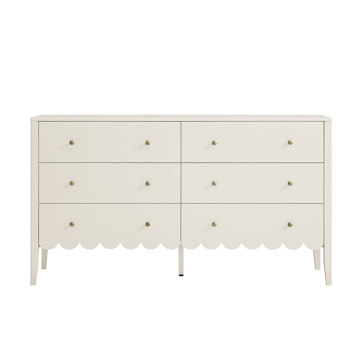 Henley Scalloped Edge 6 Drawer 140cm Wide Chest, Light Sand