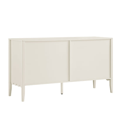 Henley Scalloped Edge 6 Drawer 140cm Wide Chest, Light Sand