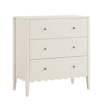 Henley Scalloped Edge 3 Drawer Chest, Light Sand