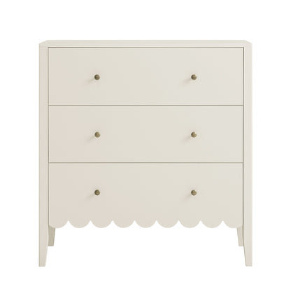 Henley Scalloped Edge 3 Drawer Chest, Light Sand