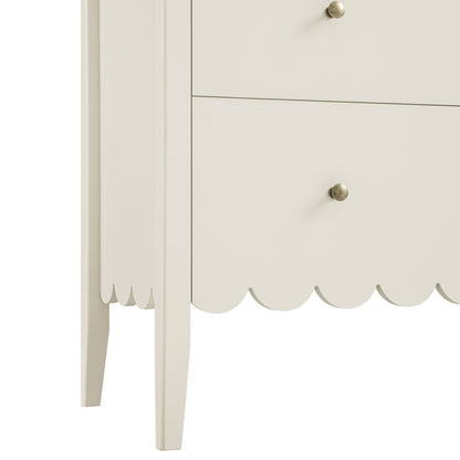Henley Scalloped Edge 3 Drawer Chest, Light Sand