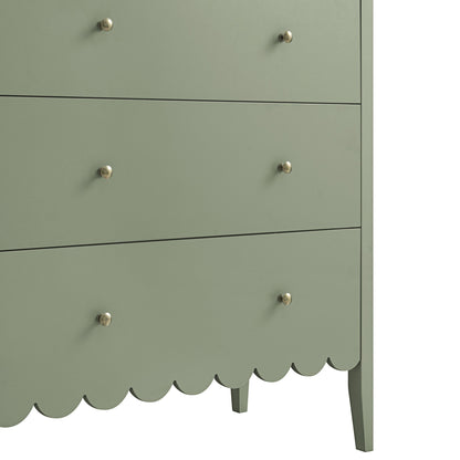 Henley Scalloped Edge 3 Drawer Chest, Sage Green