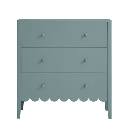 Henley Scalloped Edge 3 Drawer Chest, Blue Spruce