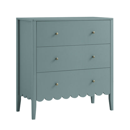 Henley Scalloped Edge 3 Drawer Chest, Blue Spruce