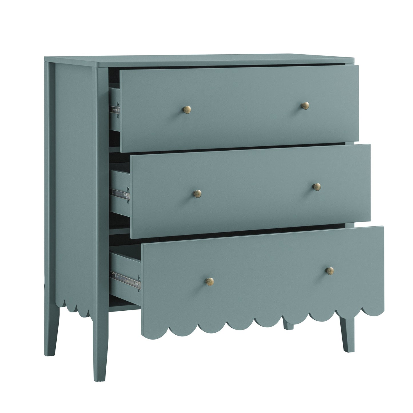 Henley Scalloped Edge 3 Drawer Chest, Blue Spruce