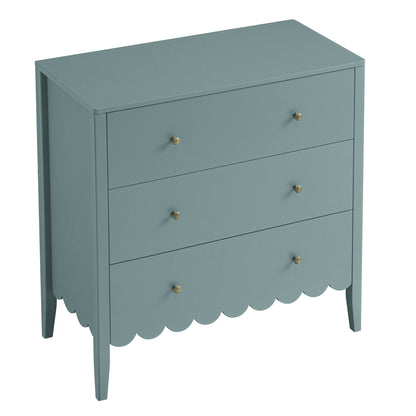 Henley Scalloped Edge 3 Drawer Chest, Blue Spruce