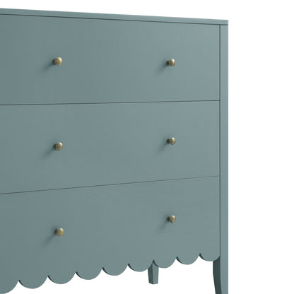 Henley Scalloped Edge 3 Drawer Chest, Blue Spruce