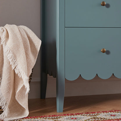 Henley Scalloped Edge 3 Drawer Chest, Blue Spruce