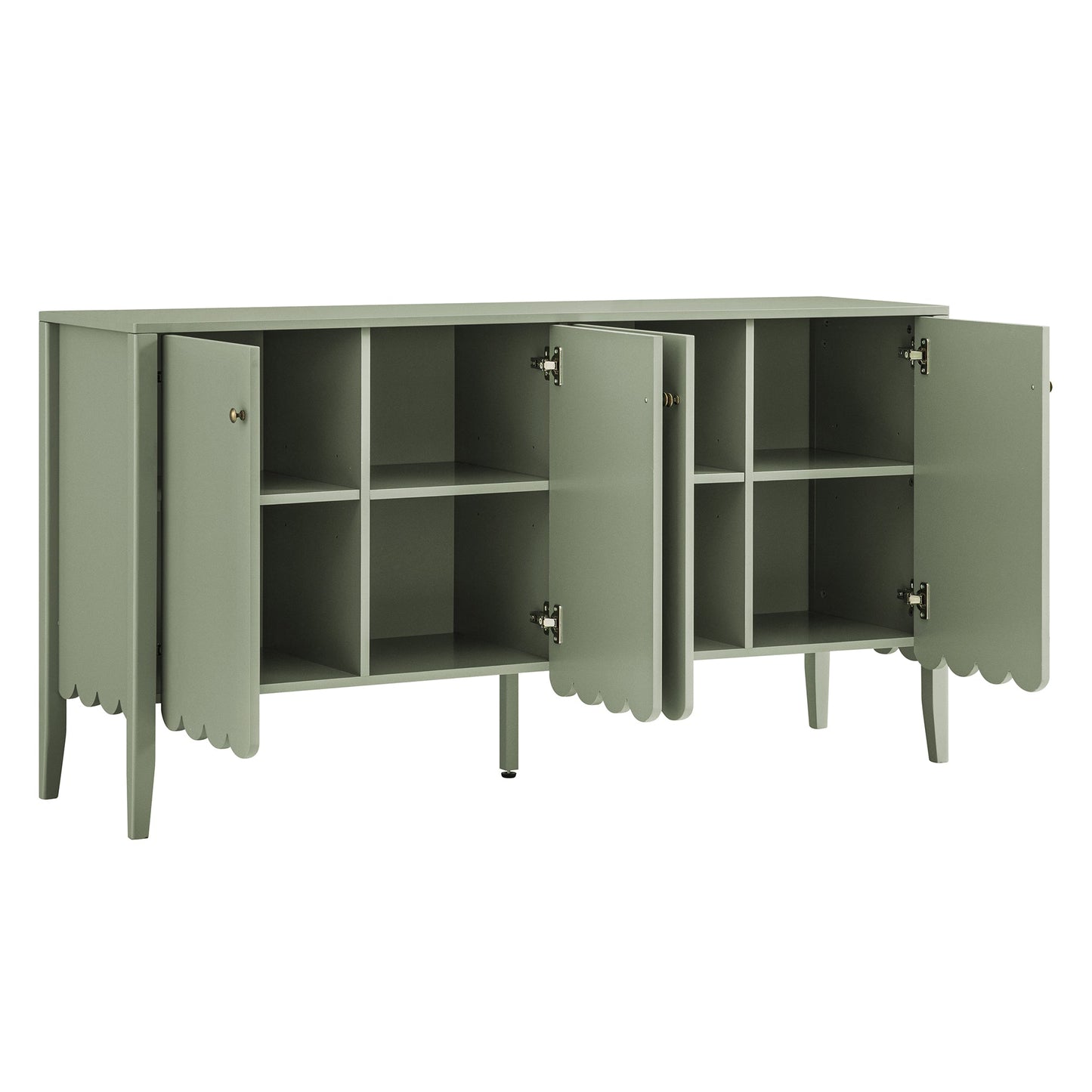 Henley Scalloped Edge 150cm Wide Sideboard, Sage Green