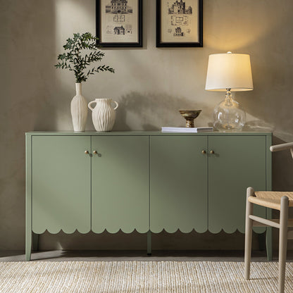 Henley Scalloped Edge 150cm Wide Sideboard, Sage Green