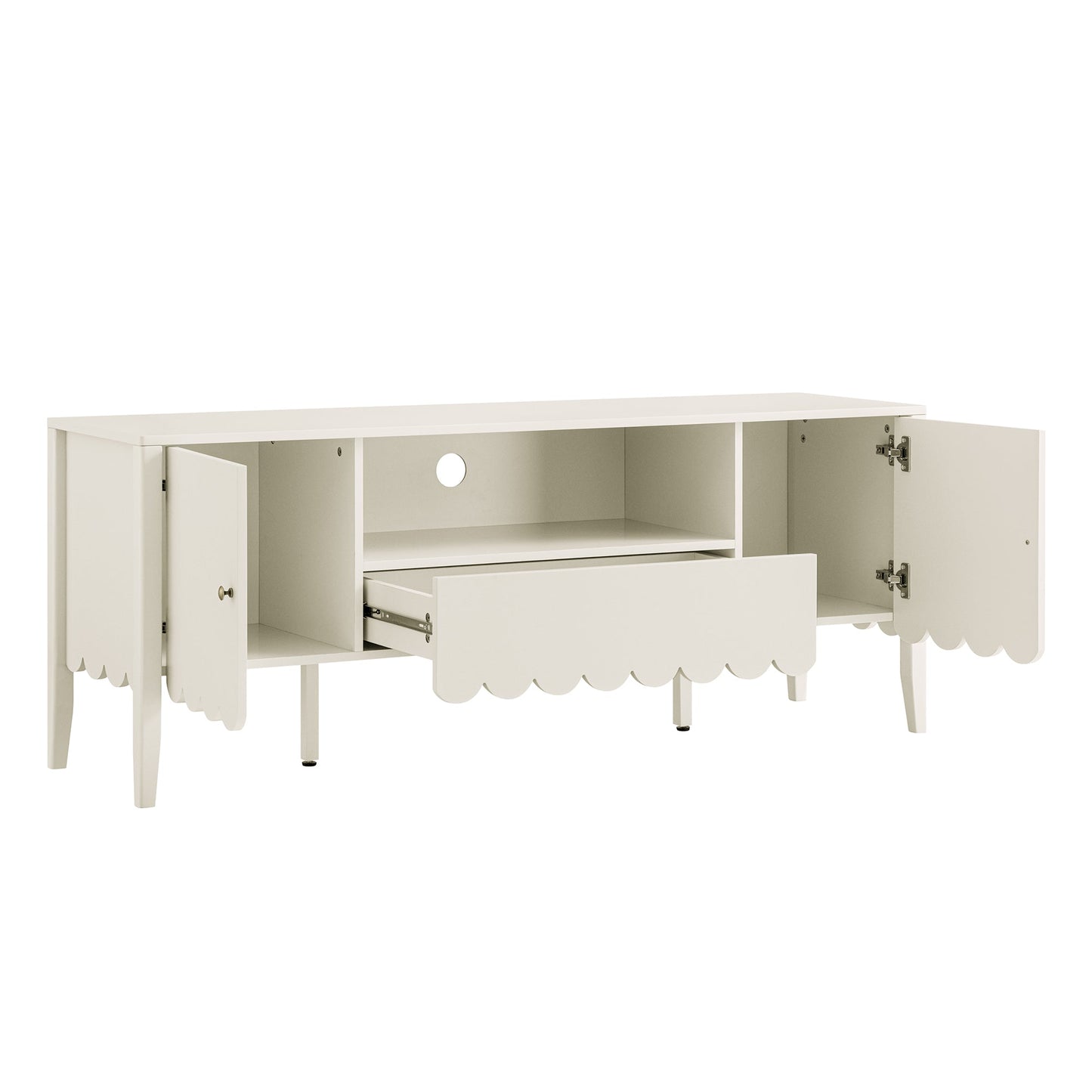 Henley Scalloped Edge 150cm Wide TV Unit, Light Sand