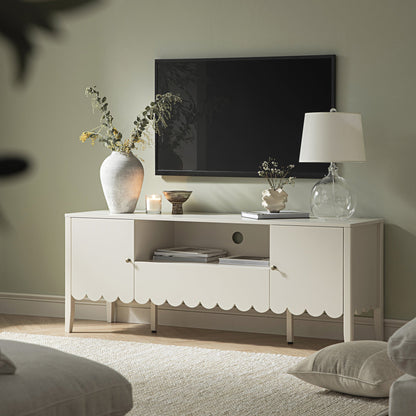 Henley Scalloped Edge 150cm Wide TV Unit, Light Sand