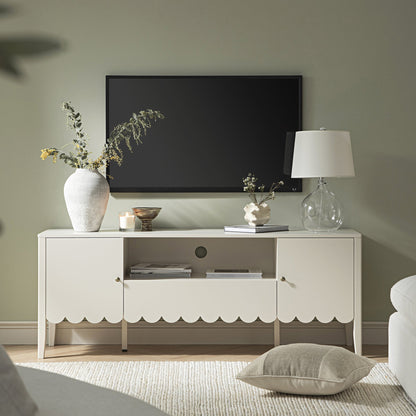 Henley Scalloped Edge 150cm Wide TV Unit, Light Sand