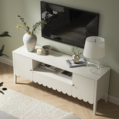 Henley Scalloped Edge 150cm Wide TV Unit, Light Sand