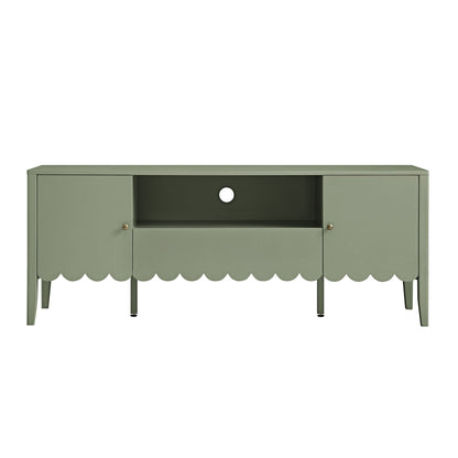Henley Scalloped Edge 150cm Wide TV Unit, Sage Green