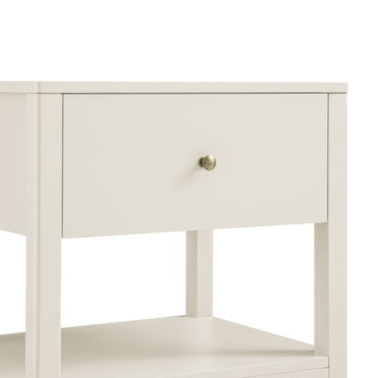 Henley Scalloped Edge Bedside Table with Drawer, Light Sand