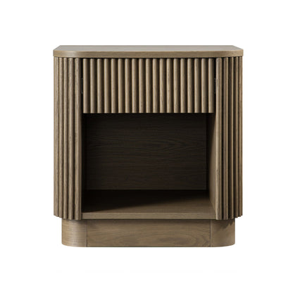 Maru 1-Drawer Bedside Table, Silver Oak
