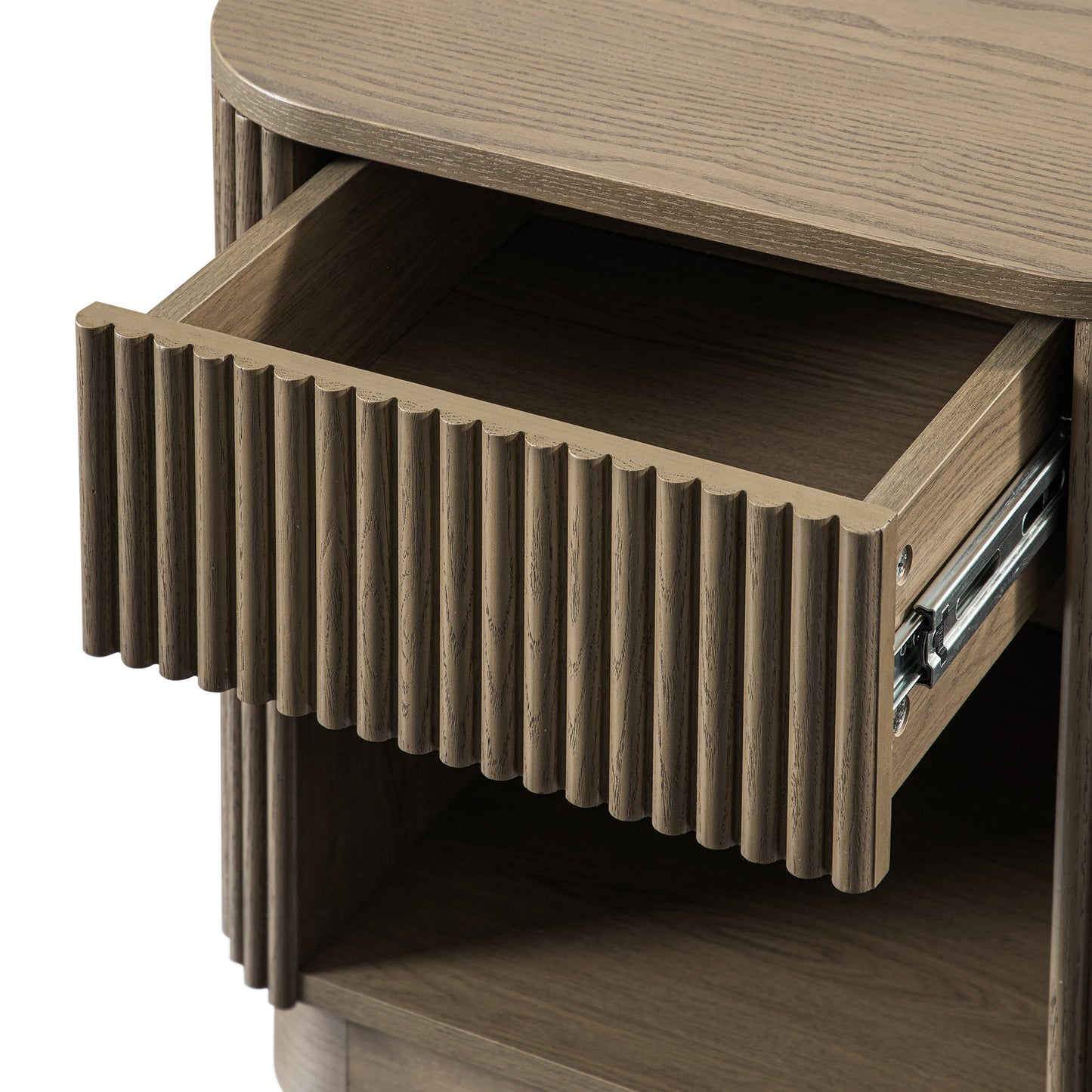Maru 1-Drawer Bedside Table, Silver Oak