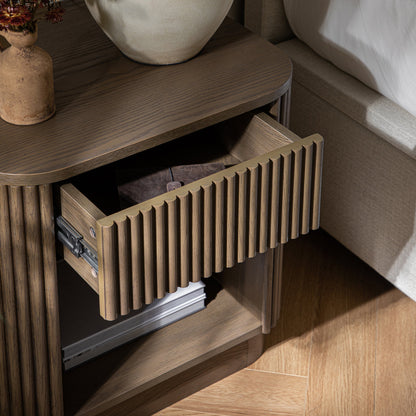 Maru 1-Drawer Bedside Table, Silver Oak