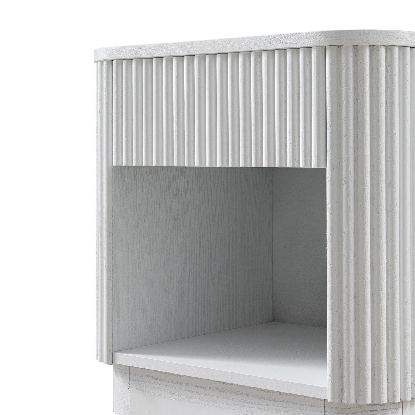 Maru 1-Drawer Bedside Table, Washed White