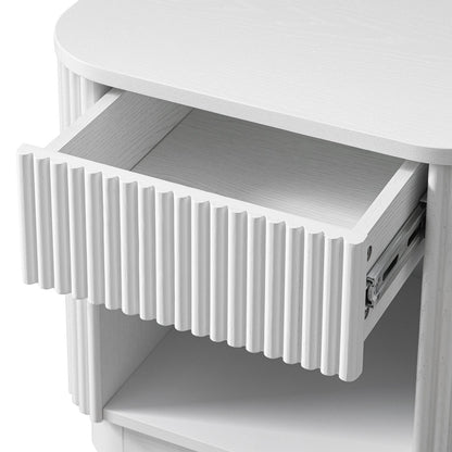 Maru 1-Drawer Bedside Table, Washed White