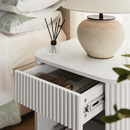 Maru 1-Drawer Bedside Table, Washed White