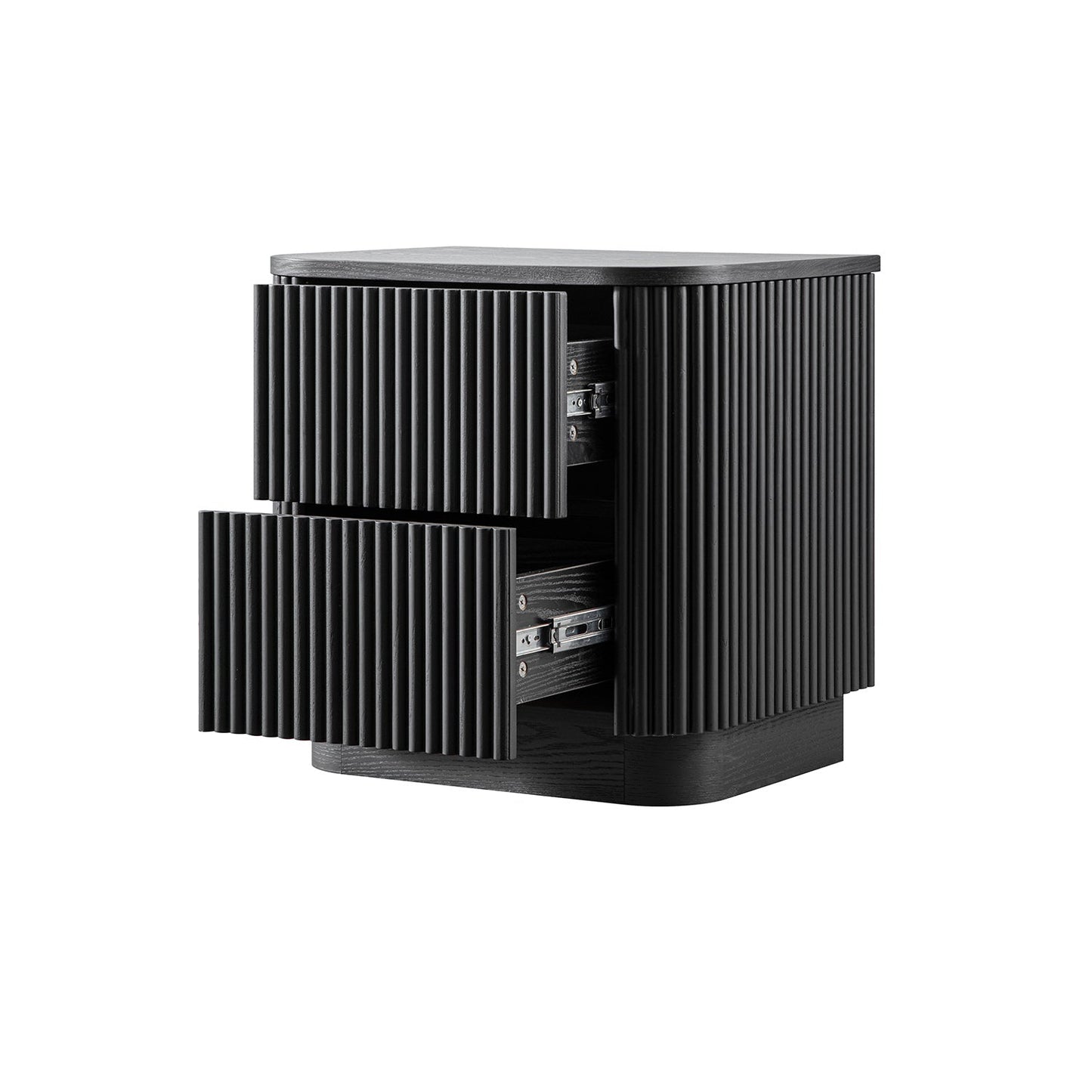 Maru 2-Drawer Bedside Table, Black