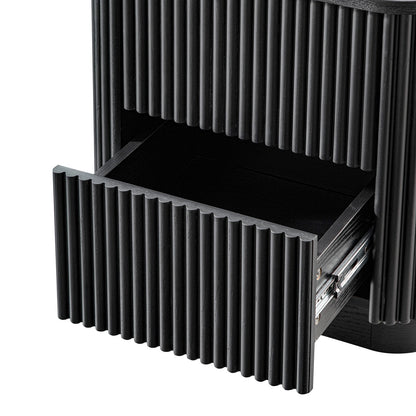 Maru 2-Drawer Bedside Table, Black