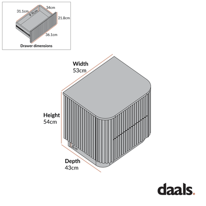 Maru 2-Drawer Bedside Table, Black