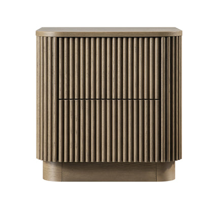 Maru 2-Drawer Bedside Table, Silver Oak