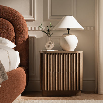 Maru 2-Drawer Bedside Table, Silver Oak